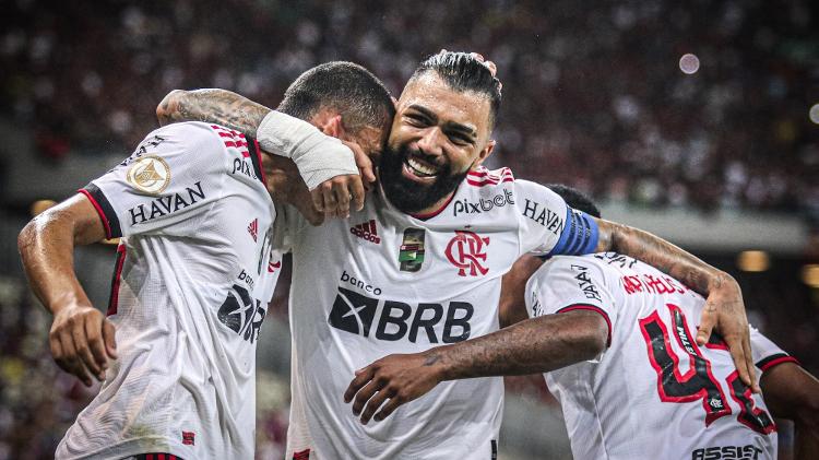 Gabigol, from Flamengo, celebrates a goal against Fortaleza for the Brasileirão - Lucas Emanuel/AGIF - Lucas Emanuel/AGIF