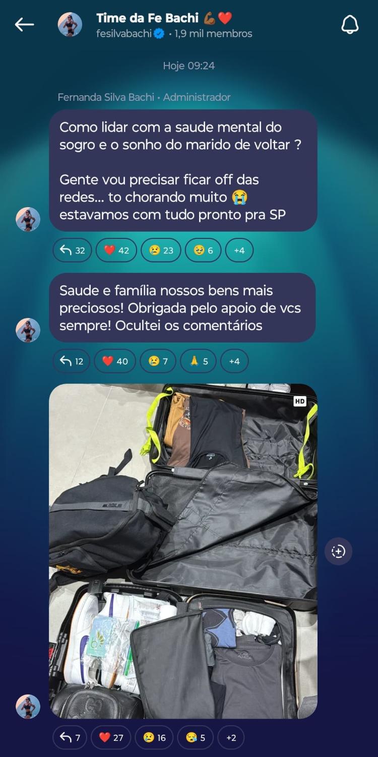 Fernanda Bachi, nora de Tite, desabafa após cancelar viagem a SP para assinar com Corinthians Fernanda Bachi, nora de Tite, desabafa após cancelar viagem a SP para assinar com Corinthians