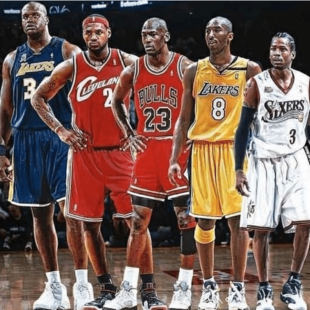 O time ideal de Shaq tem, além dele mesmo, LeBron James, Michael Jordan, Kobe Bryant e Allen Iverson - Reprodução/Instagram