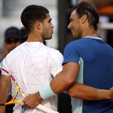 Carlos Alcaraz e Rafael Nadal no Masters 1000 de Madri