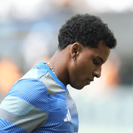 Rodrygo, do Real Madrid, durante jogo contra o PSG, no Mundial Rodrygo, do Real Madrid, durante jogo contra o PSG, no Mundial