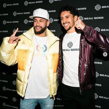 Marquinhos posa ao lado de Neymar durante lançamento de grife  - Reprodução/Instagram 