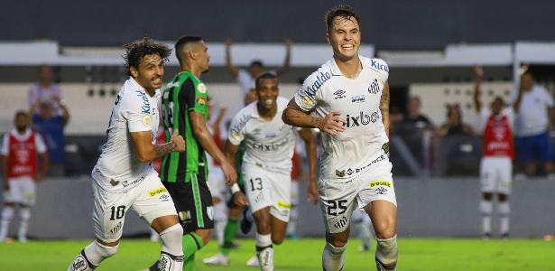 Zanocelo marcou seu segundo gol pelo Santos contra o América-MG, pelo Brasileirão