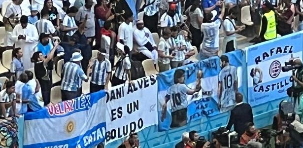 Argentina fans curse Daniel Alves on banner at World Cup debut