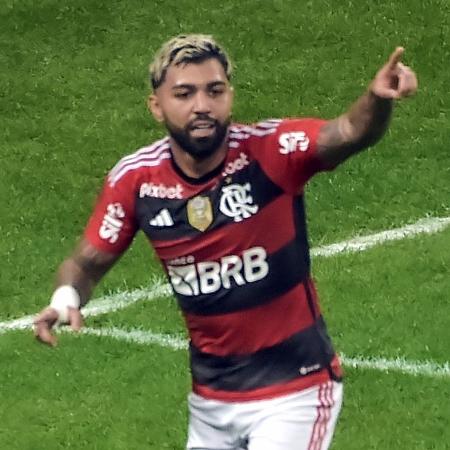 Gabigol comemora gol do Flamengo sobre o Grêmio em jogo da Copa do Brasil