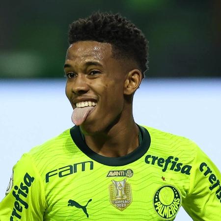 Estêvão comemora gol marcado contra o Bahia, pelo Brasileirão - Cesar Greco/Palmeiras