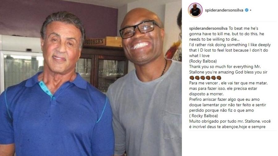 Anderson Silva posta foto com Sylvester Stallone - Reprodução