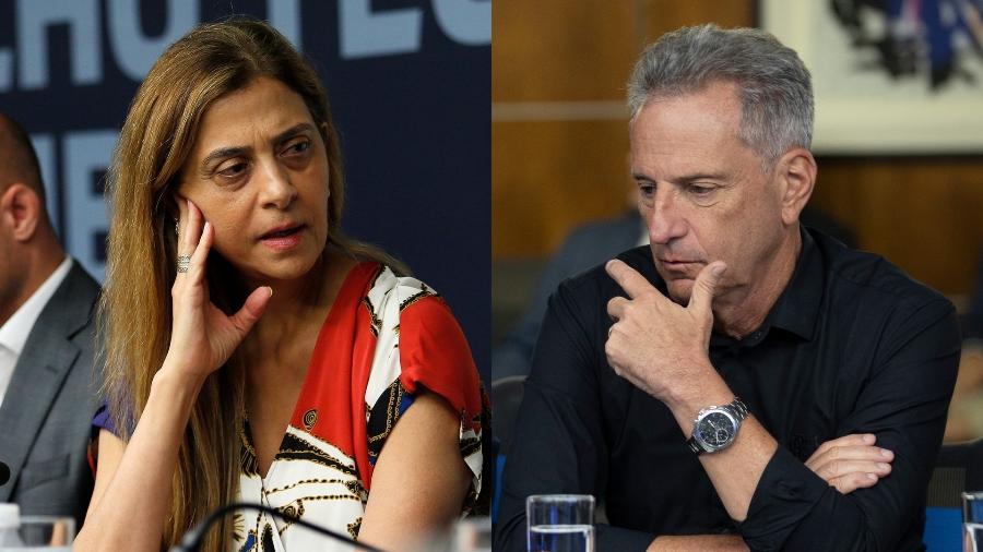 Leila Pereira, presidente do Palmeiras, e Rodolfo Landim, presidente do Flamengo