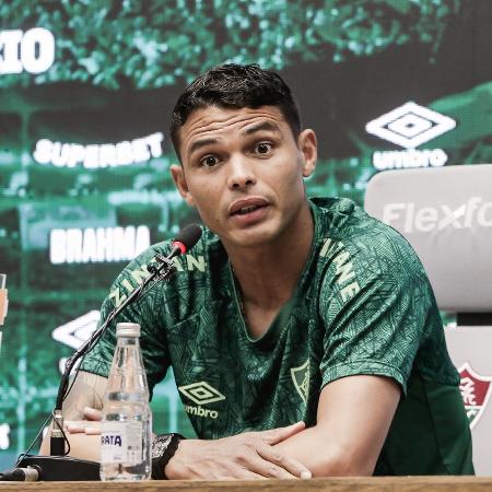 Thiago Silva, durante coletiva no CT Carlos Castilho