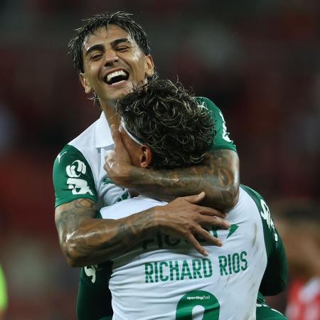 Facundo Torres comemora gol do Palmeiras sobre o Inter em jogo do Brasileirão Facundo Torres comemora gol do Palmeiras sobre o Inter em jogo do Brasileirão