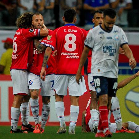 Nico López, do Nacional-URU, celebra gol sobre o Bahia em jogo da Libertadores Nico López, do Nacional-URU, celebra gol sobre o Bahia em jogo da Libertadores