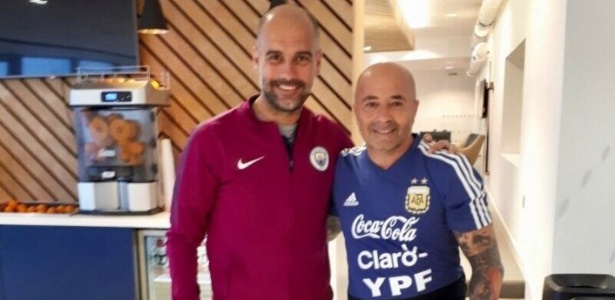 Sampaoli se encontra com Guardiola em Manchester - Reprodução/Twitter