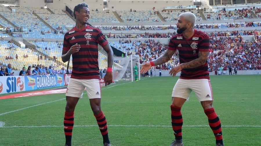 Bruno Henrique e Gabigol comemoram gol do Flamengo contra o Fluminense - Alexandre Vidal / Flamengo