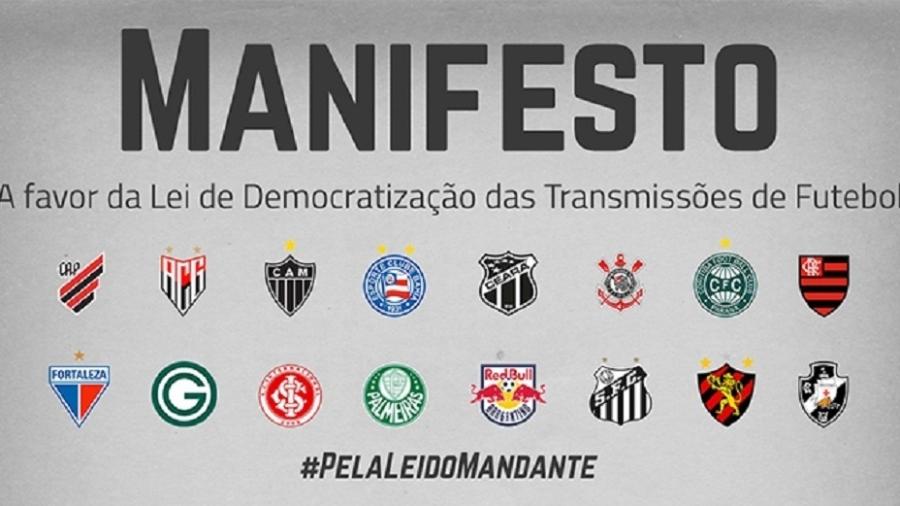 Clubes publicaram manifesto em suas redes sociais e sites - Reprodução/Twitter