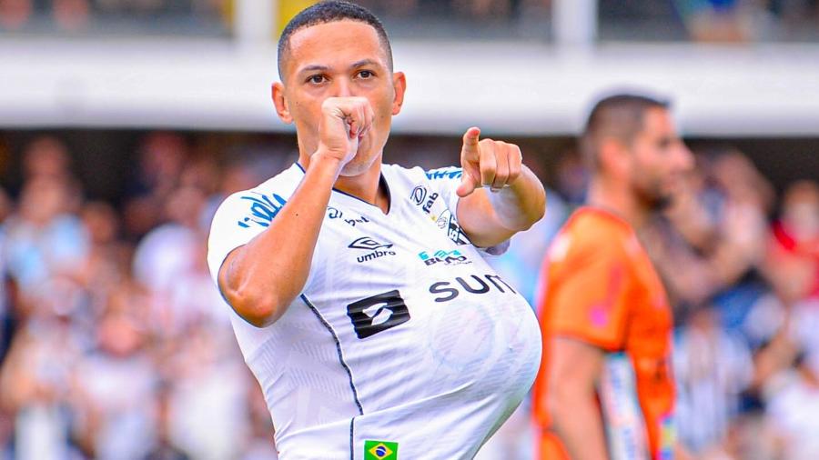 Marcos Guilherme comemora gol do Santos na partida contra o Ituano pelo Paulistão - Lenita Rodrigues/Ofotografico/Estadao Conteudo
