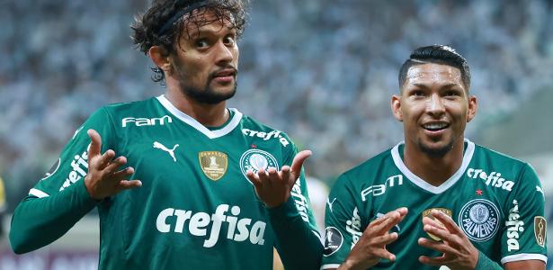 Gustavo Scarpa, do Palmeiras, comemora gol no Deportivo Táchira, pela Libertadores