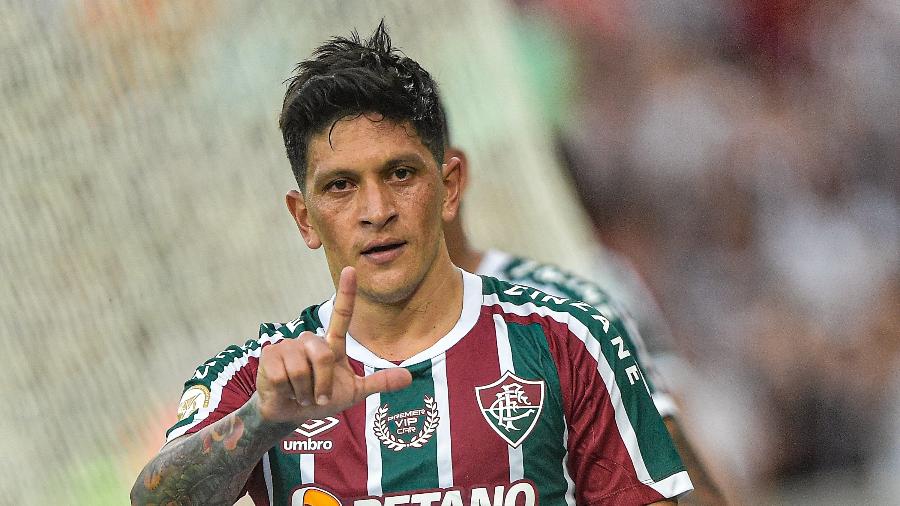 Cano, do Fluminense, comemora gol contra o Corithians pelo Brasileirão - Thiago Ribeiro/AGIF
