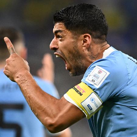 Luis Suárez durante Uruguai x Gana em jogo da Copa do Mundo de 2022, no Qatar - Raul ARBOLEDA / AFP