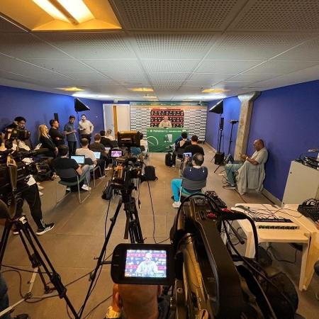 Dorival Jr concede entrevista na sala de coletivas do Allianz Parque depois de Palmeiras x São Paulo pela Copa do Brasil