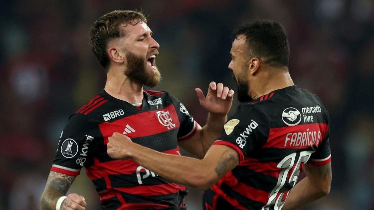 Léo Pereira comemora gol do Flamengo sobre o Bolívar em duelo da Libertadores