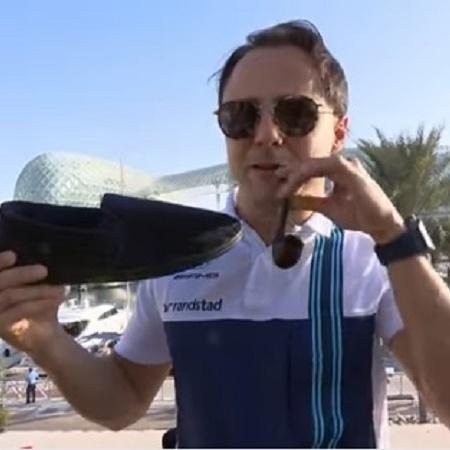 Felipe Massa imita um velhinho após receber de Hamilton presentes de idoso - Reprodução