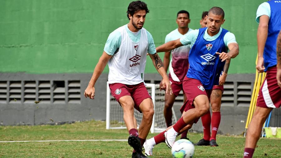 Hudson voltou a treinar com bola, mas segue fora do Fluminense contra o Athletico, no sábado - Mailson Santana/Fluminense FC