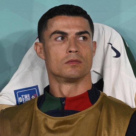 Cristiano Ronaldo, no banco de Portugal na partida contra Marrocos - PATRICIA DE MELO MOREIRA / AFP