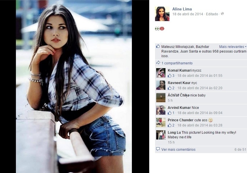 Aline Lima, modelo brasileira que deu o fora em Cristiano Ronaldo - Reprodução/Facebook