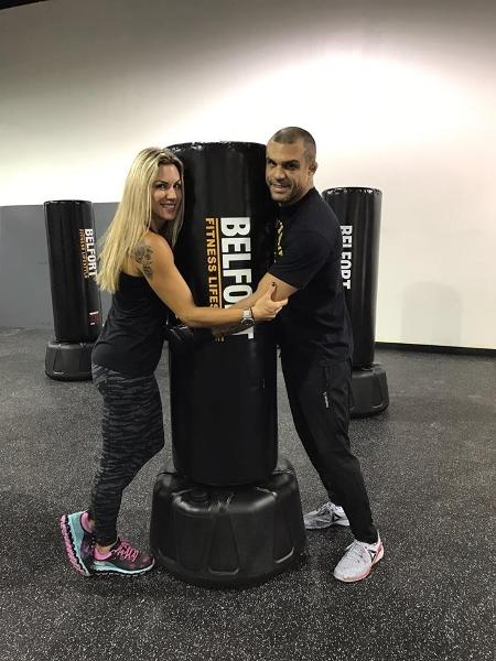 Joana Prato e Vítor Belfort na academia Belfort Fitness Lifestyle - Divulgação