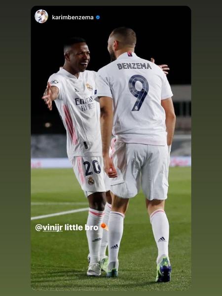 Vini Jr e Benzema trocam mensagens carinhosas após classificação do Real Madrid - Instagram