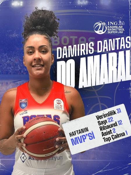 Arte de Damiris Dantas no Botas da Liga Turca de basquete feminino