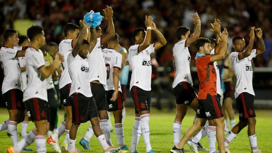 Time do Flamengo comemora vitória sobre o Altos (PI), pela Copa do Brasil - Gilvan de Souza/Flamengo