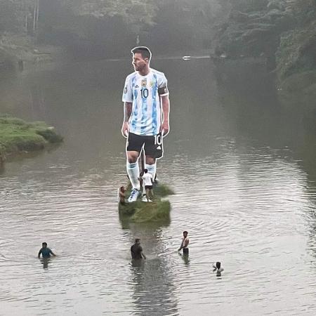 Messi recebeu uma homenagem de fãs na Índia - Reprodução