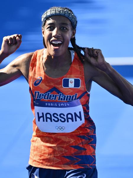 A holandesa Sifan Hassan, vencedora da maratona nas Olimpíadas de 2024, em Paris.