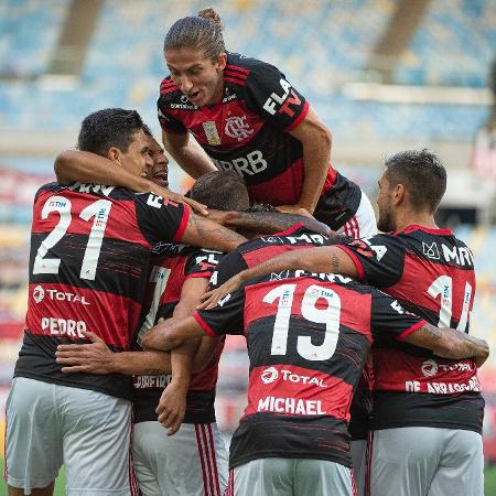 Jogadores do Flamengo celebram gol contra o Fortaleza - Alexandre Vidal / Flamengo