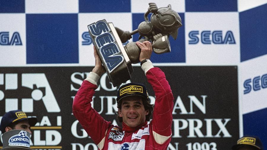 Ayrton Senna fez corrida histórica no GP da Europa de Fórmula 1 de 1993 e ganhou troféu do Sonic - Paul-Henri Cahier/Getty Images