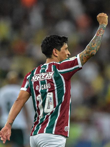 Cano, do Fluminense, comemora gol contra o Goiás pelo Brasileirão; Artilheiro está em alta - Thiago Ribeiro/AGIF