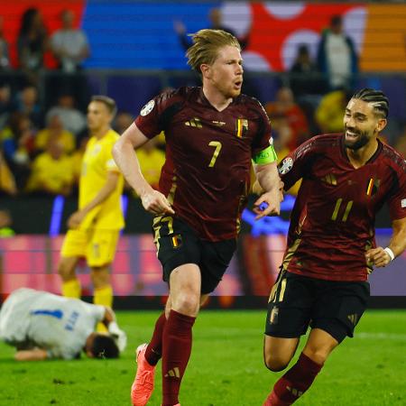 De Bruyne, da Bélgica, comemora após marcar contra a Romênia, pela Eurocopa