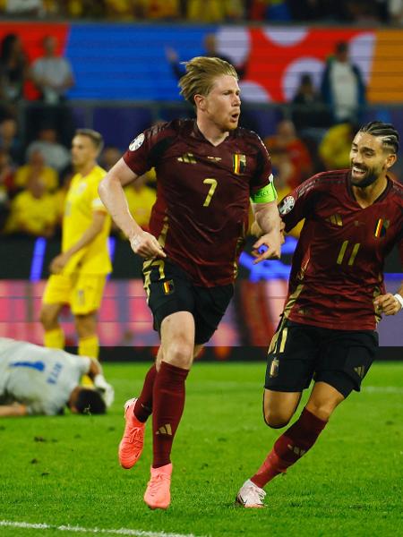 De Bruyne, da Bélgica, comemora após marcar contra a Romênia, pela Eurocopa