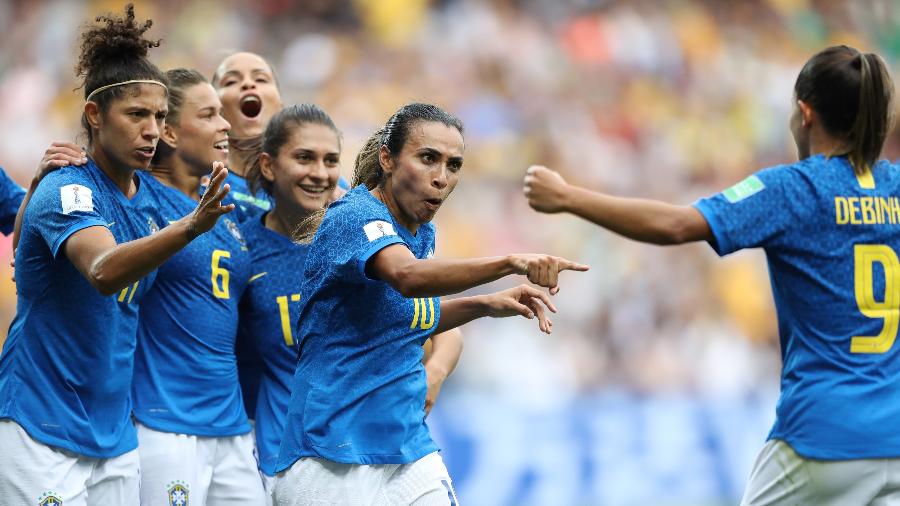 Marta comemora gol do Brasil sobre a Austrália  - Elsa/Getty Images
