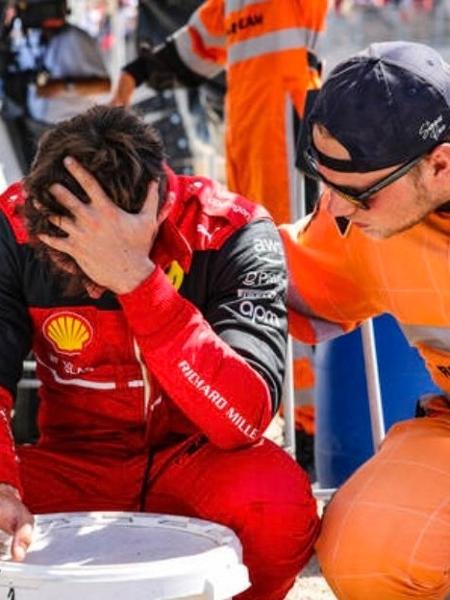 Desolado, Charles Leclerc se autoimola: líder, bateu sozinho e abandonou o GP da França - Reprodução da TV