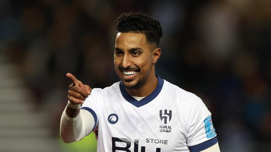 Salem Al-Dawsari comemora gol pelo Al-Hilal diante do Flamengo, na semifinal do Mundial de Clubes Salem Al-Dawsari comemora gol pelo Al-Hilal diante do Flamengo, na semifinal do Mundial de Clubes