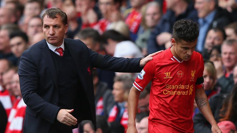 Brendan Rodgers e Philippe Coutinho nos tempos de Liverpool - Alex Livesey/Getty Images
