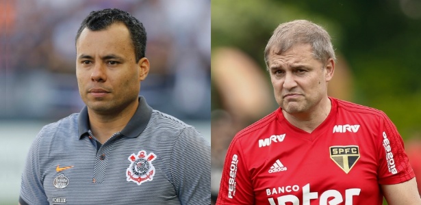 Jair Ventura e Diego Aguirre entram em campo pressionados para vencer o clássico deste sábado, na Arena - Daniel Vorley/AGIF e Marcello Zambrana/AGIF