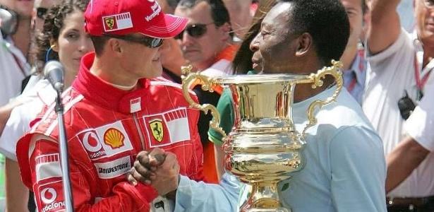 Michael Schumacher com Pelé em Interlagos, 2006: amor pela bola