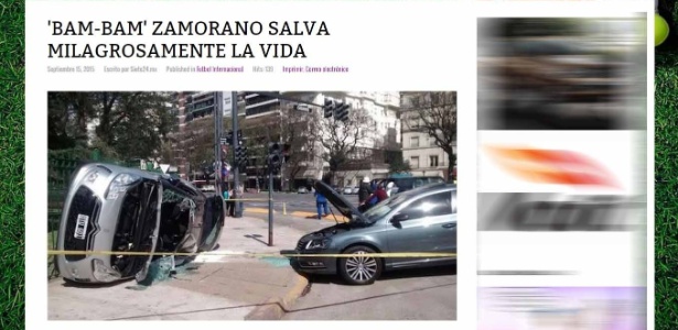 Carro de Zamorano ficou destruído após batida; ex-jogador passa bem - Siete24.mx/Reprodução