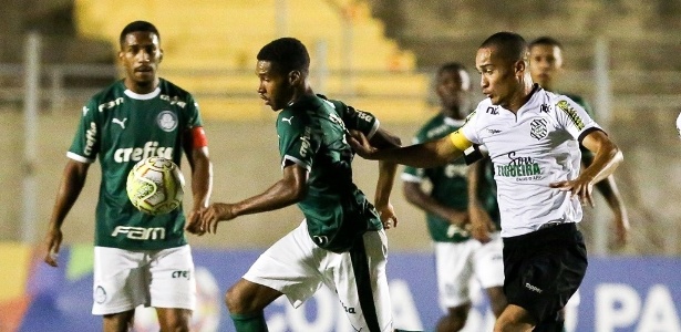 Jogadores disputam bola durante partida entre Palmeiras e Figueirense - Divulgação/Palmeiras