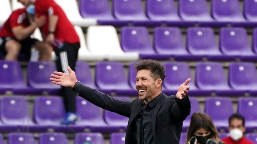 Diego Simeone celebra título do campeonato espanhol do Atletico de Madri - CESAR MANSO/AFP