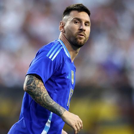 Messi comemora gol em Argentina x Guatemala, amistoso disputado nos EUA