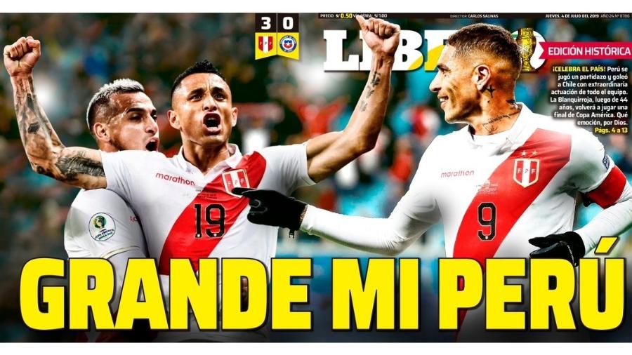 Gols de Edison Flores, Yoshimar Yotún e Paolo Guerrero foram destaque na imprensa do Peru - Reprodução